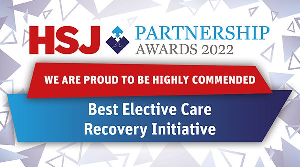 Logo for the HSJ Partnerships Awards 2022 'Best Elective Care Recovery Initiative' award